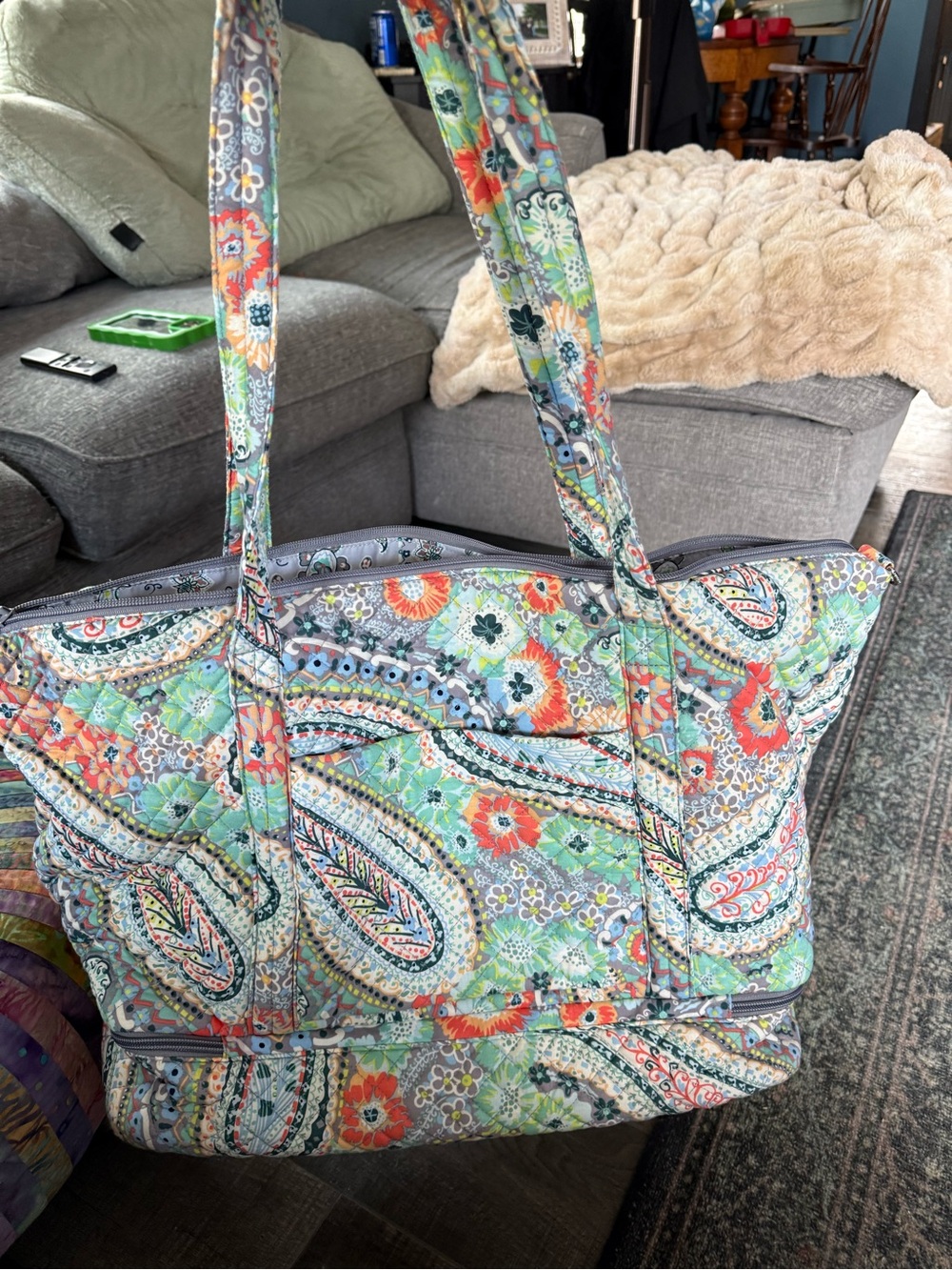 Vera Bradley Quilted Floral Paisley Tote Bag in Multi-Color